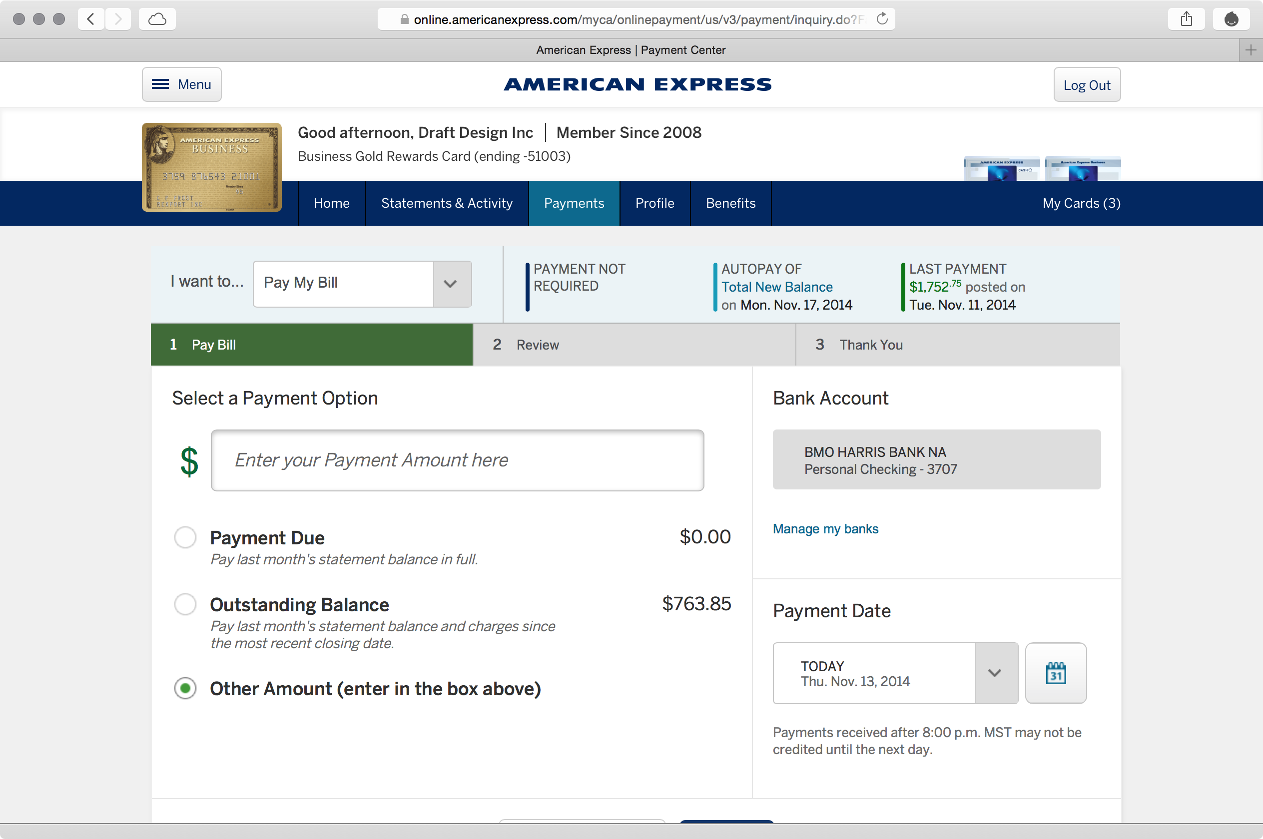 Applied Cadence & Slang: American Express: Web Payment